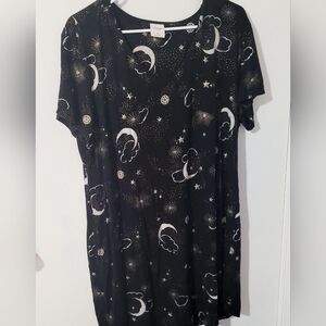 Soma Stars & Moon Short Sleeve Stretch Sleep Shirt Night Gown Women XL